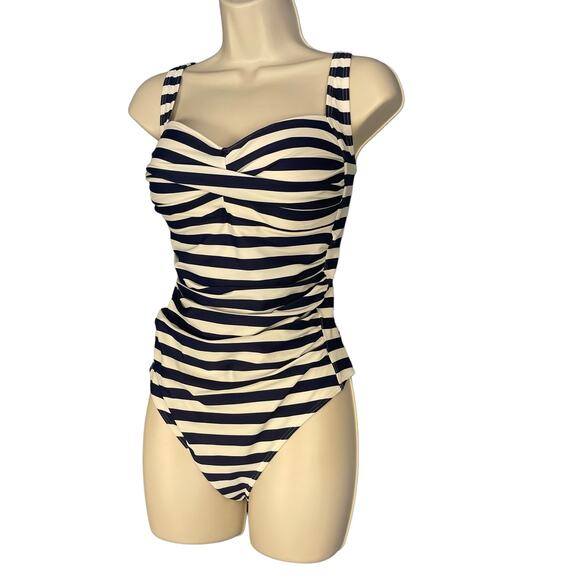 Bond Eye Australia One Piece Maillot Swimsuit US 10 D/DD White Navy Striped - Picture 3 of 10